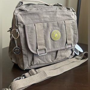 [Monkey Gold] Khaki Water Resistant Nylon Multipurpose Crossbody Bag